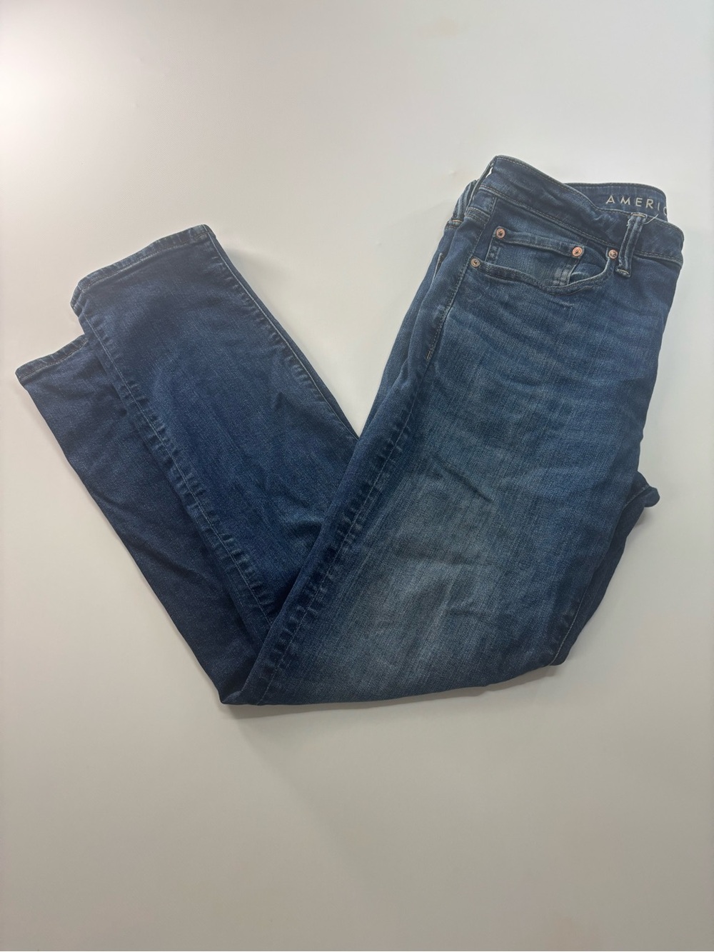 American Eagle Slim Straight Airflex Mens Jeans Size 34x32 Medium Wash Denim